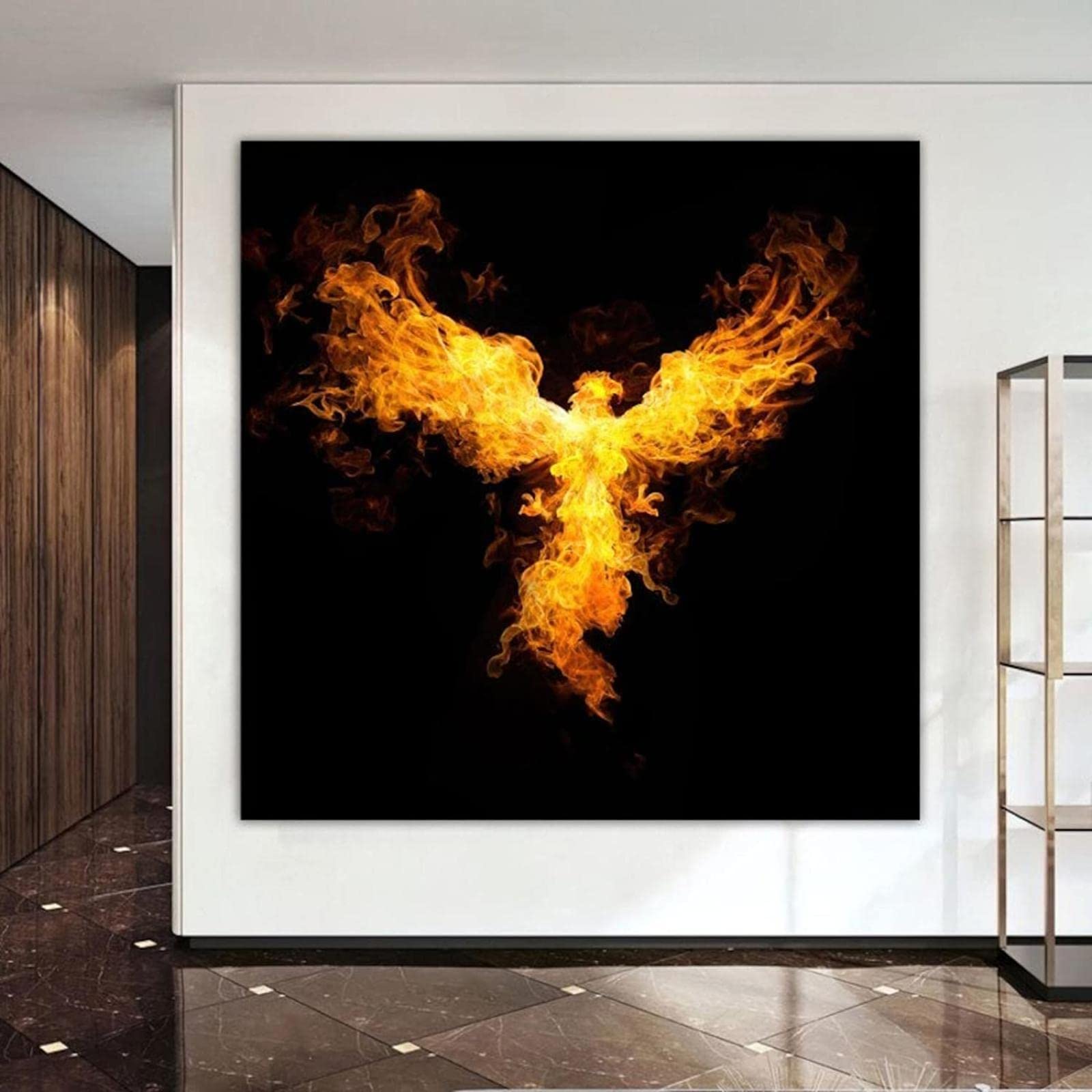Yangxiaolei Art Deco Wall Art - Phoenix Flame Animal Black Modern